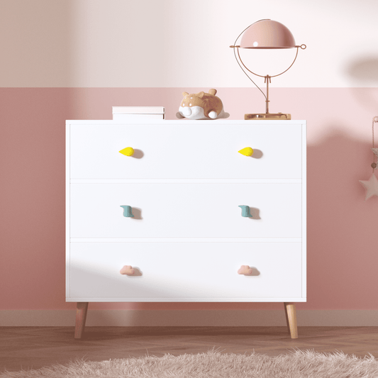 Aukfa Kids 3 Drawer Dresser for Bedroom, Wooden Chest of Drawers for Toddler Kids,White