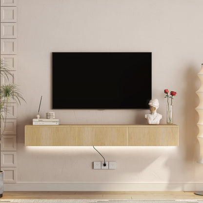 Aukfa Modern Floating TV Stand Wall Mounted for TVs up to 70 with 16 Color LEDs, White