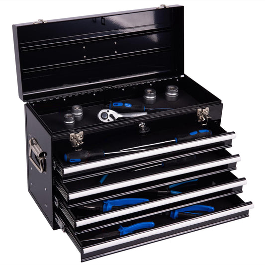 Aukfa Tool Box, 21 in Steel 4-Drawer Toolbox with Automatic Lock System for Garage, Gray