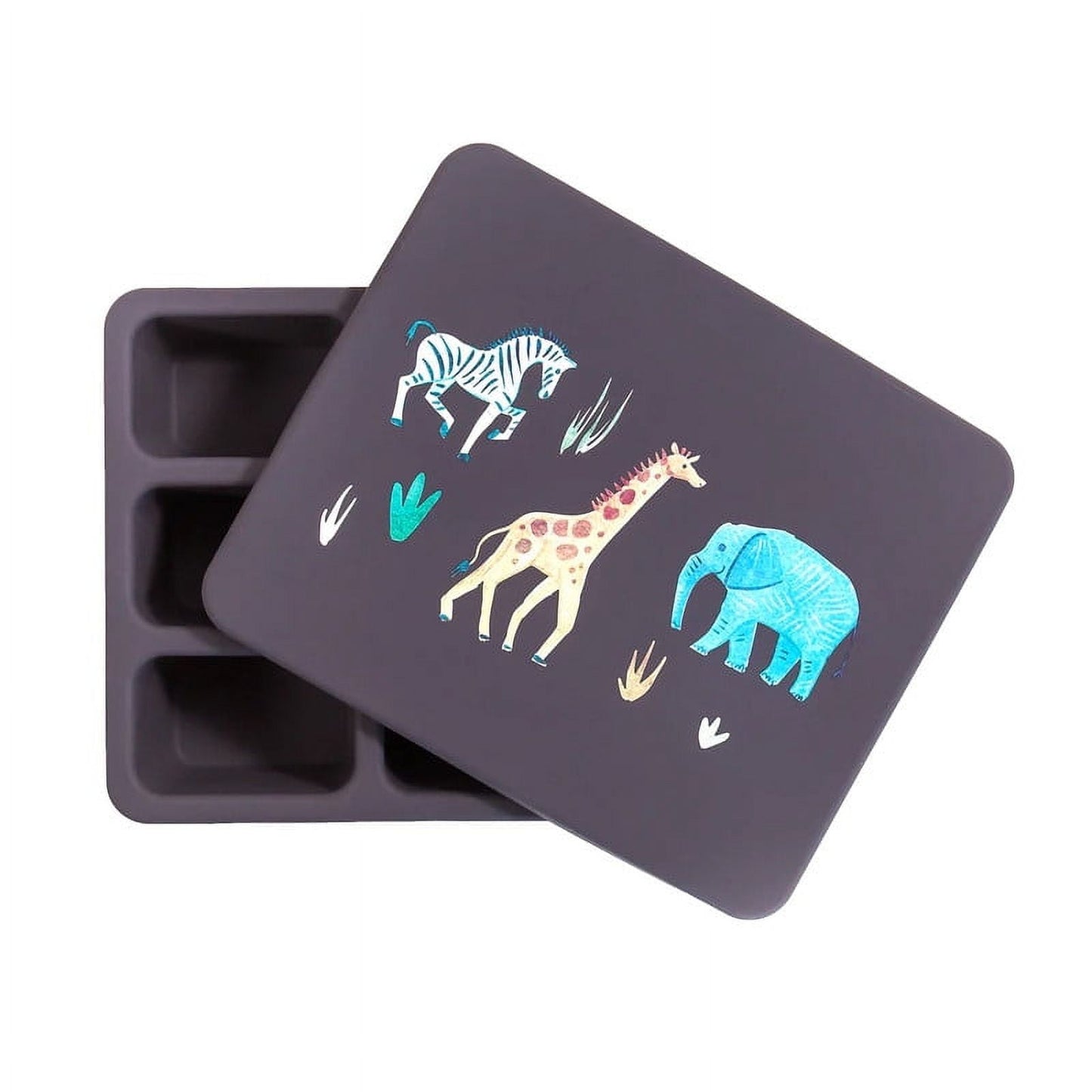 Austin Baby Co Bento Lunch Box for Toddler and Kids â€“ Silicone Lunch Container with 5 Leak-proof Compartments â€“ Food-Safe Materials, Sturdy, Dishwasher Safe, and BPA Free (Safari Faded Black)