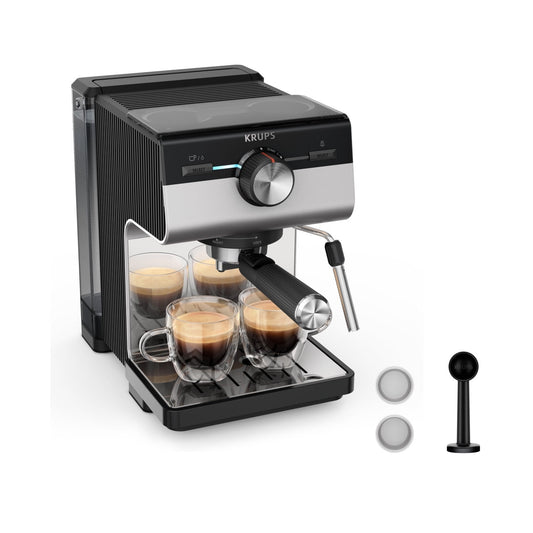 Krups Authentic Manual Espresso Machine, Silver and Stainless Steel