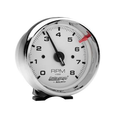 Autometer 2304, 3-3/4In White Face Tach- Chrome Cup Performance Racing