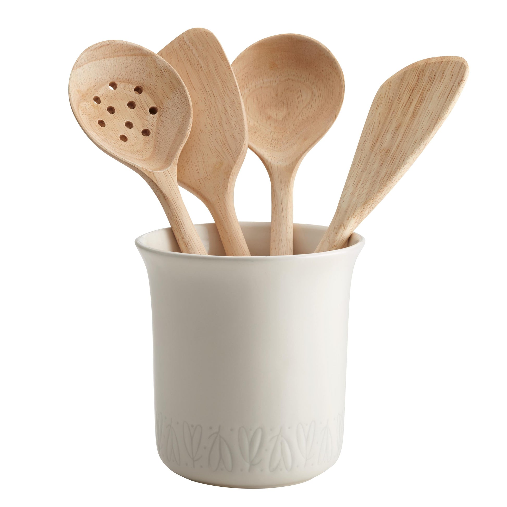 Ayesha Curry Home Collection Vasija de Herramientas de CerÃ¡mica Vainilla Francesa