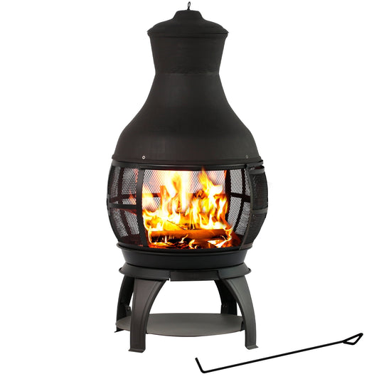 BALI OUTDOORS Chimenea Outdoor Fireplace Wood Burning Fire Pit Cast Iron Fire Pit Chiminea