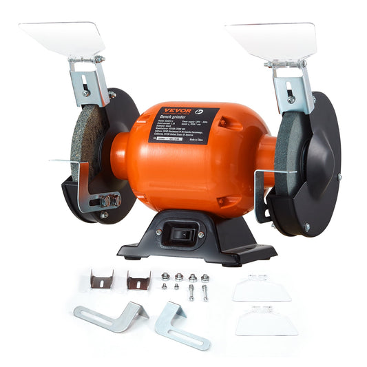 BENTISM Bench Grinder, 6 inch Single Speed Bench Grinder with 2.1A Brushless Motor 3550 RPM Table Grinder with 36/80-Grit Grinding Wheels for Grinding, Sharpening Application