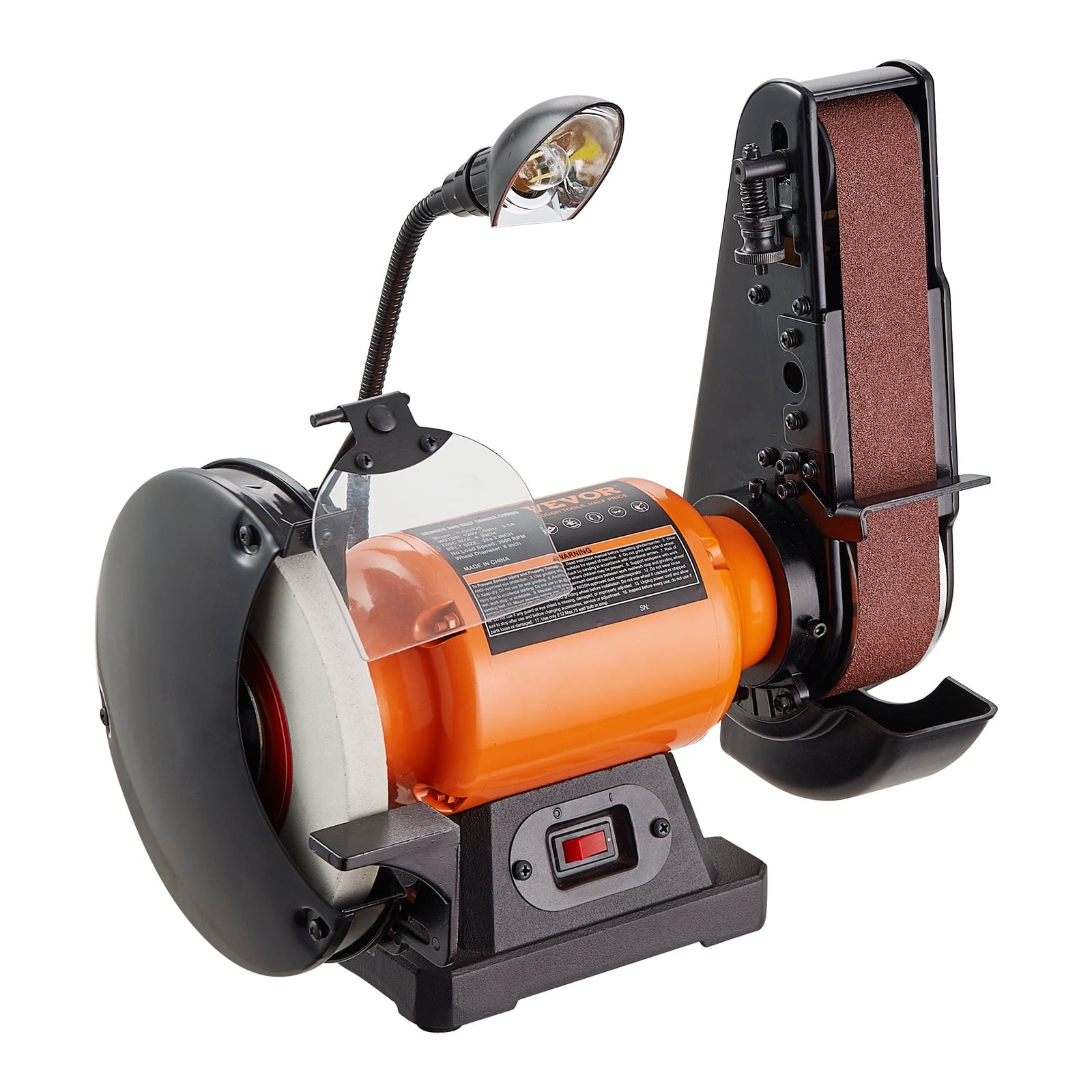 BENTISM Bench Grinder, 8" Bench Grinder Sander with 2.5A Induction Motor with 2" x28 " Belt Sander Combo for Metalworking Sharpening Grinding