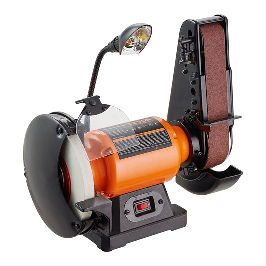 BENTISM Bench Grinder, 8" Bench Grinder Sander with 2.5A Induction Motor with 2" x28 " Belt Sander Combo for Metalworking Sharpening Grinding