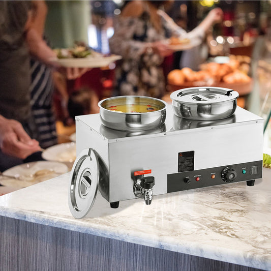 BENTISM Commercial Soup Warmer Soup Station with 2*7.4 Qt Pot Soup Kettle Warmer