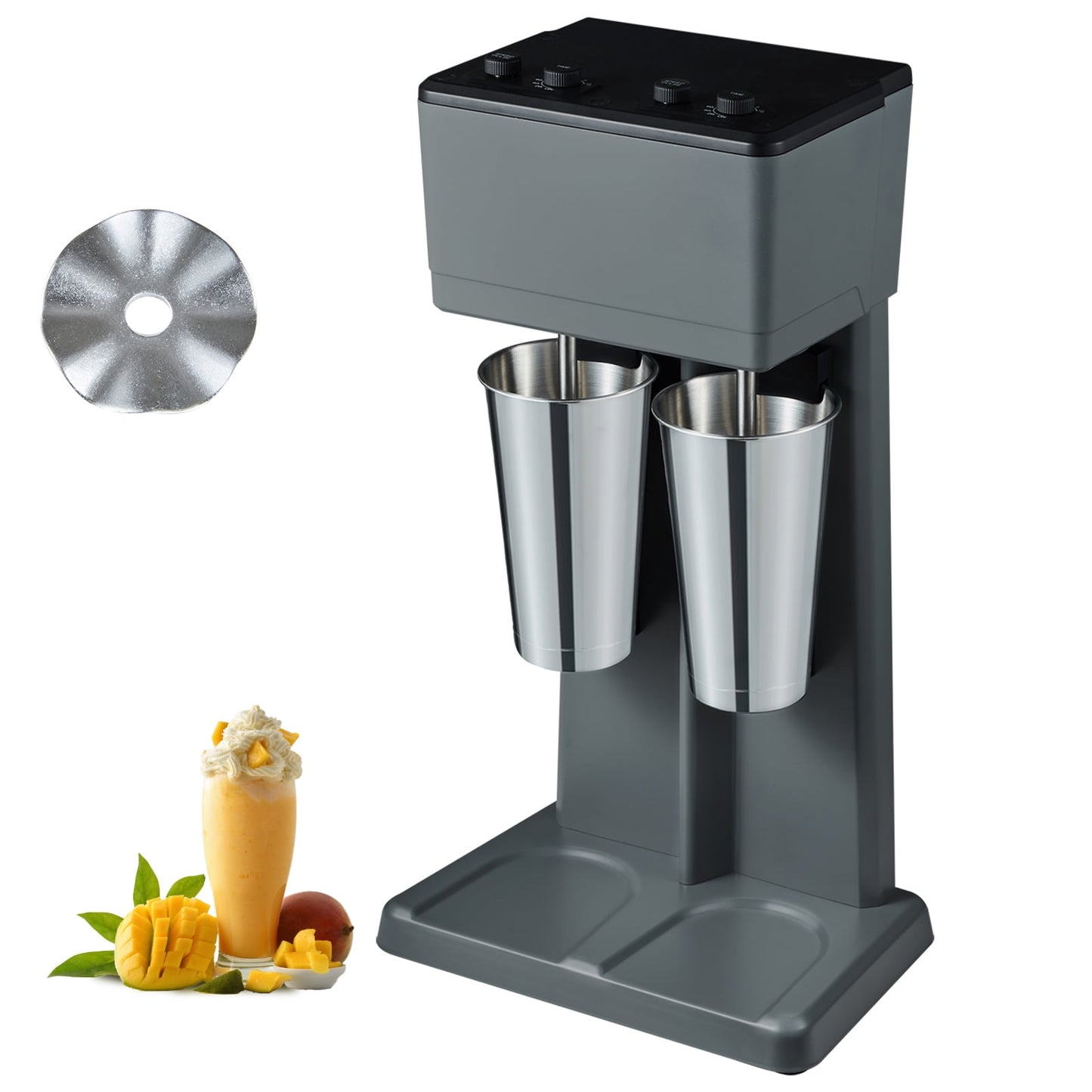 BENTISM Milkshake Maker, 375W x 2 Electric Milkshake Machine, Double Heads Drink Mixer Blender Machine, 3-Speed Milkshake Mixer with 2 x 820 ml Stainless Steel Cups, for Commercial and Home