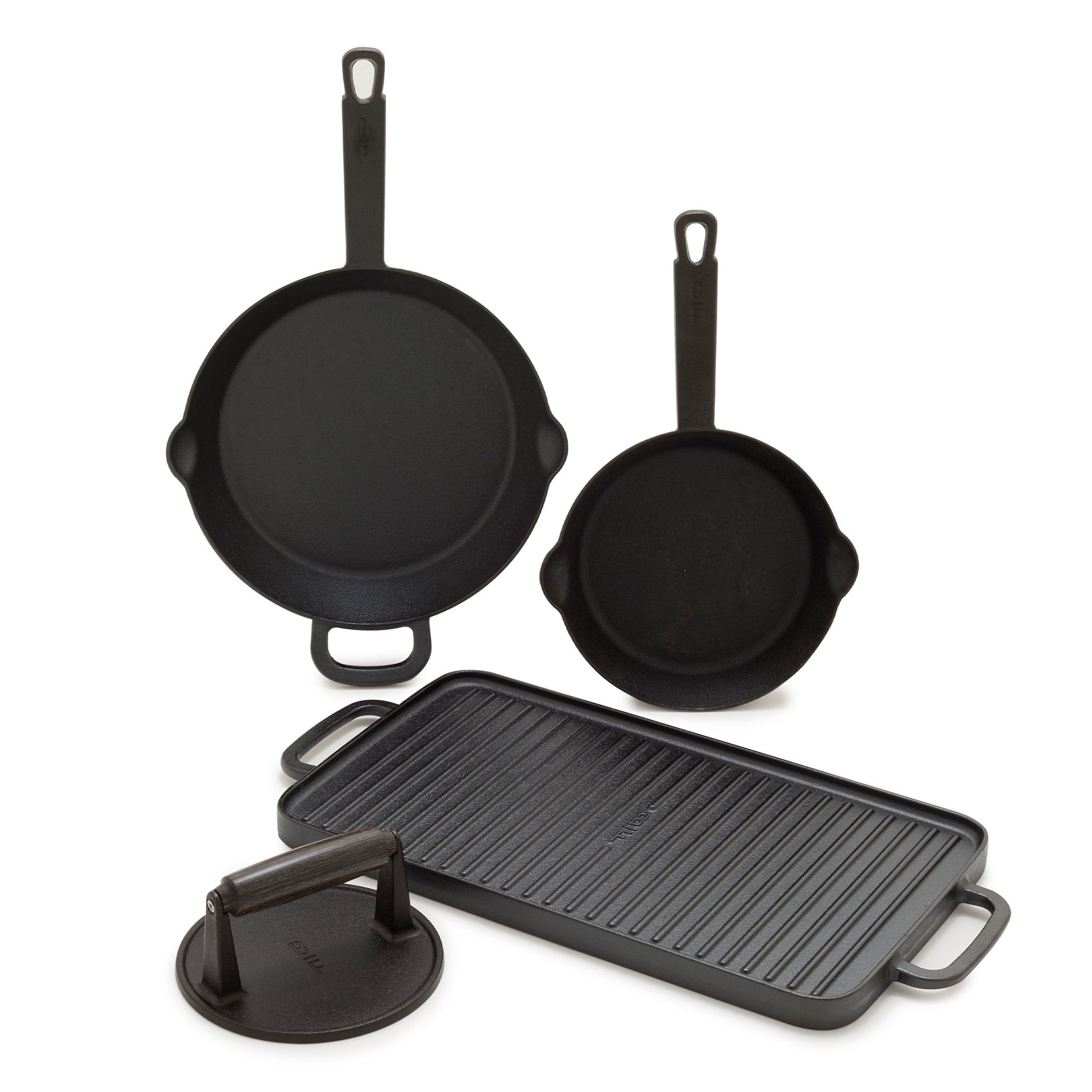 Bobby Flay by GreenPan â€“ 4-Piece Pre-Seasoned Cast Iron Skillet Cookware Set, Black