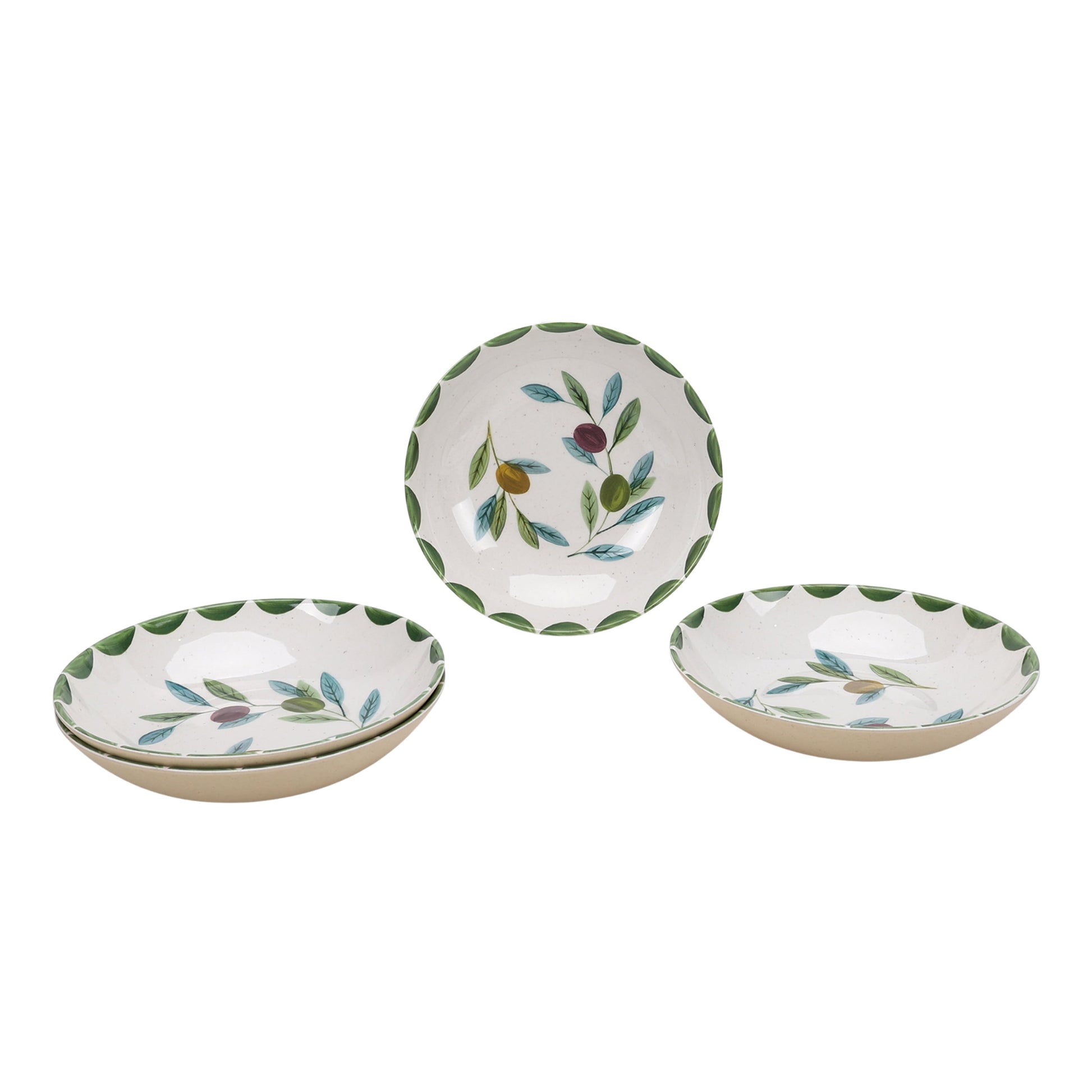 Better Homes & Gardens Floral Green Dinner Bowl Set, 4-Pack
