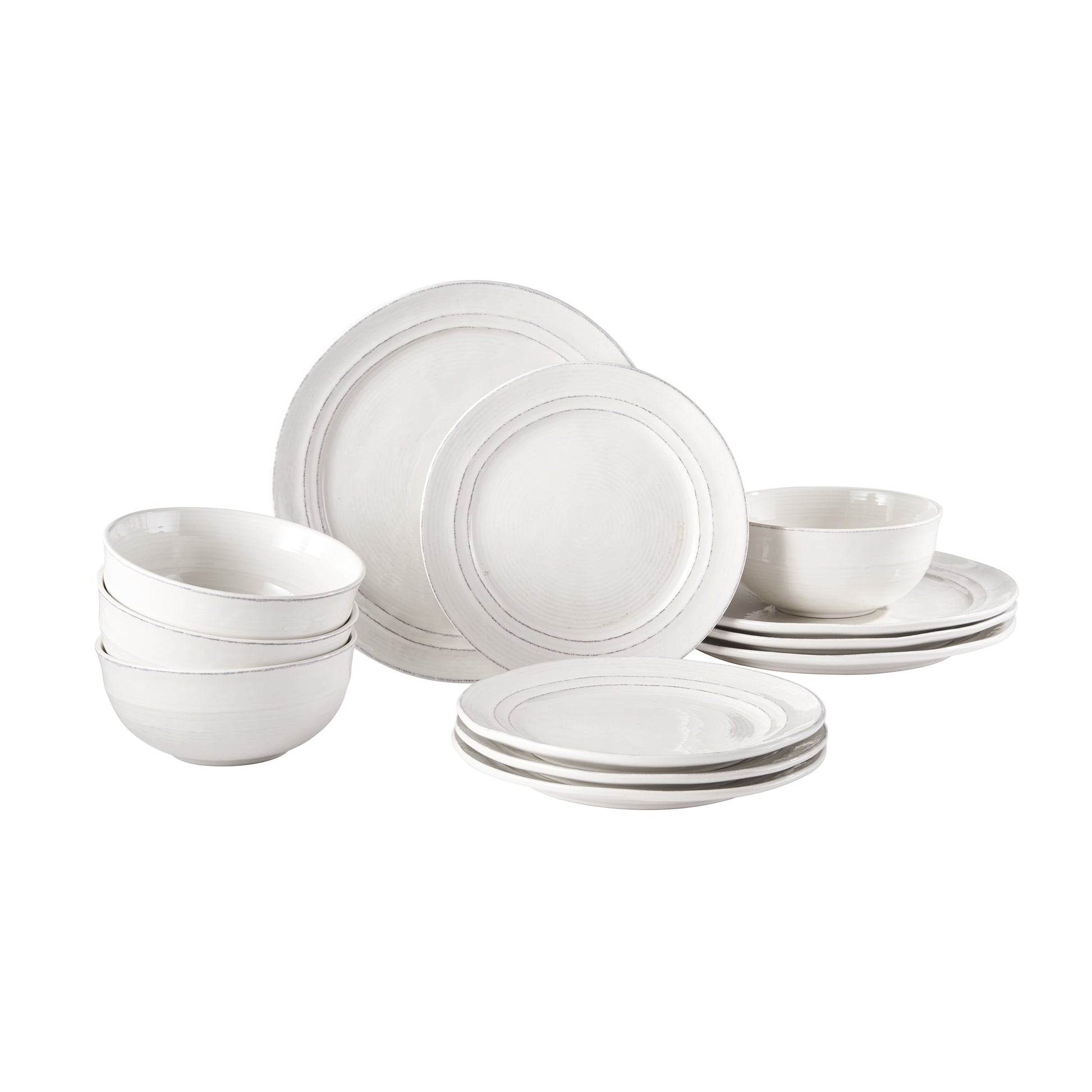 Better Homes & Gardens Artisan White Stoneware Dinnerware Set, 12-Piece