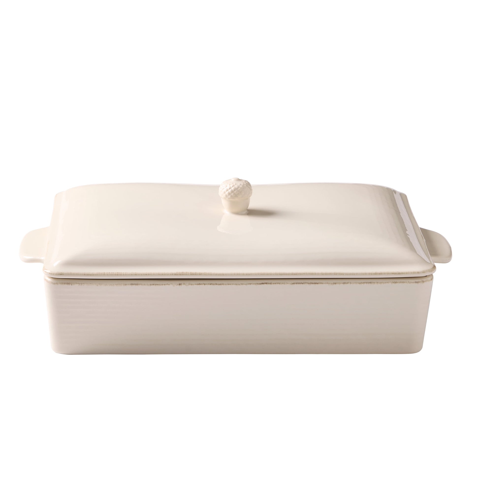 Better Homes & Gardens 15.5" Cream Stoneware Rectangular Roasting Dish with Lid