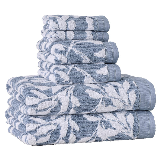 Better Homes & Gardens Signature Soft Floral 6 Piece Towel Set,Rich Black/Soft Silver