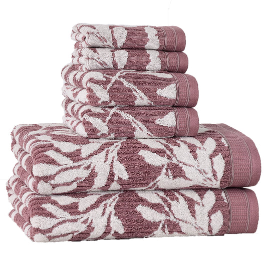 Better Homes & Gardens Signature Soft Floral 6 Piece Towel Set,Violet Gem/Vanilla Dream