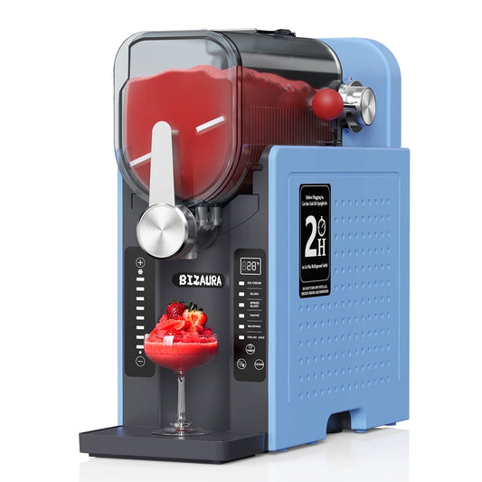 BIZAURA Slushie Machine, Slushy Machine for Home No Ice Need, Professional Frozen Drink Maker, 6 Presets for Milkshakes, Frappés, Slush, Ice Cream, Blue