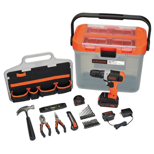 BLACK+DECKER 20V MAX Cordless Drill, 1.5Ah, 28 Piece, Battery and Charger Included