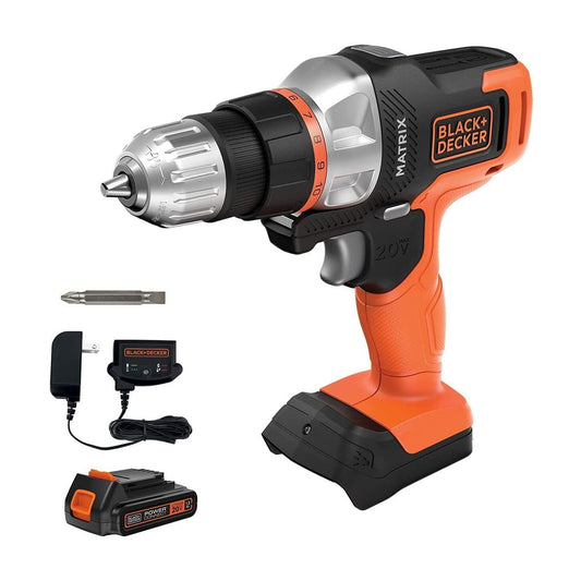 BLACK+DECKER 20V MAX Matrix Quick Connect System, Cordless Lithium Power Drill and Driver, Battery Included (BDCDMT120C)