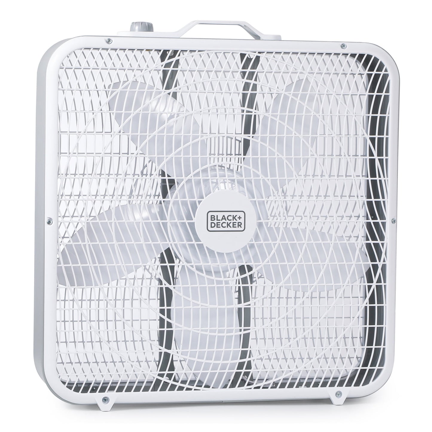 BLACK+DECKER BFB20SW 20-In. 3-Speed Portable Box Fan with Carrying Handle and Recessed Cord Storage, White