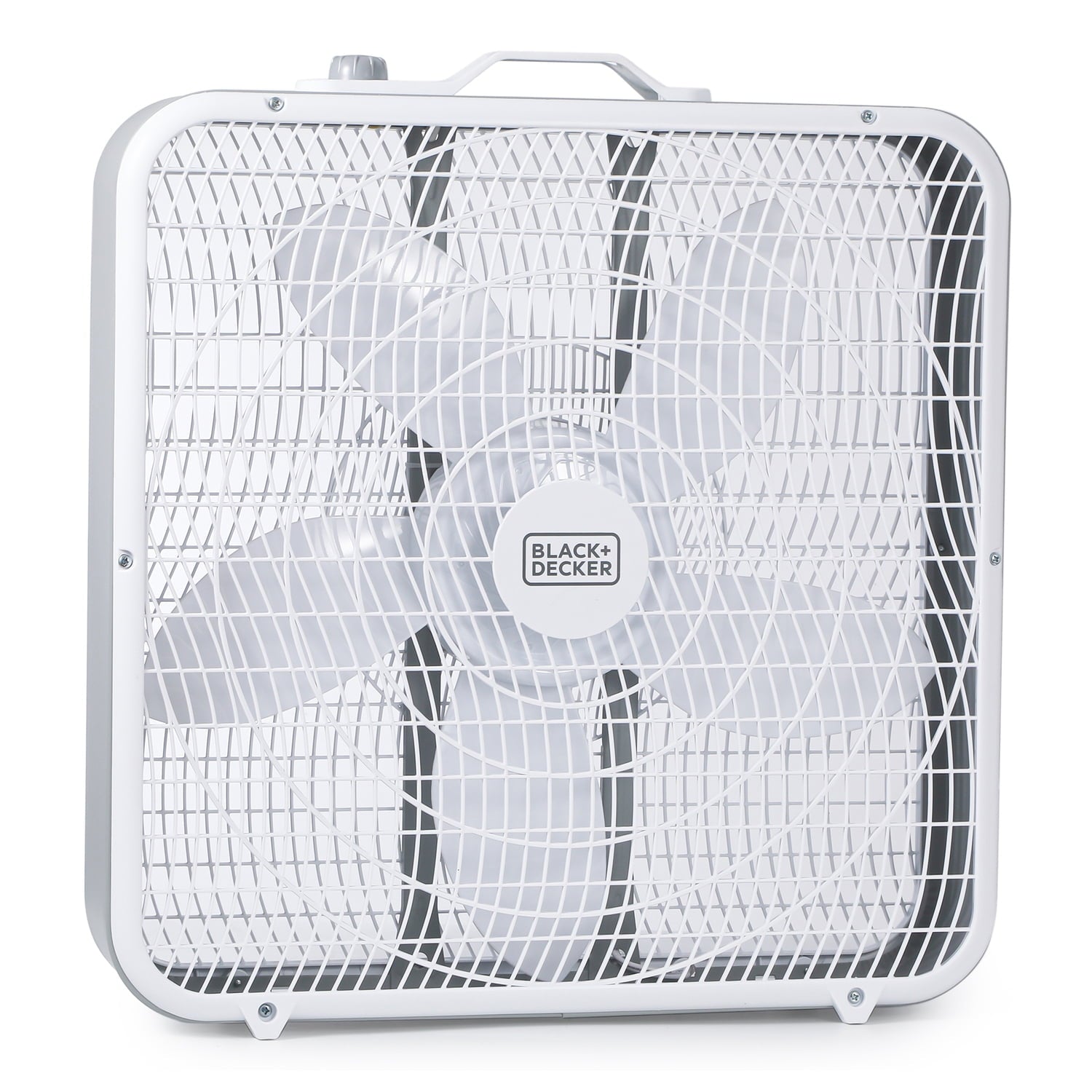 BLACK+DECKER BFB20SW 20-In. 3-Speed Portable Box Fan with Carrying Handle and Recessed Cord Storage, White