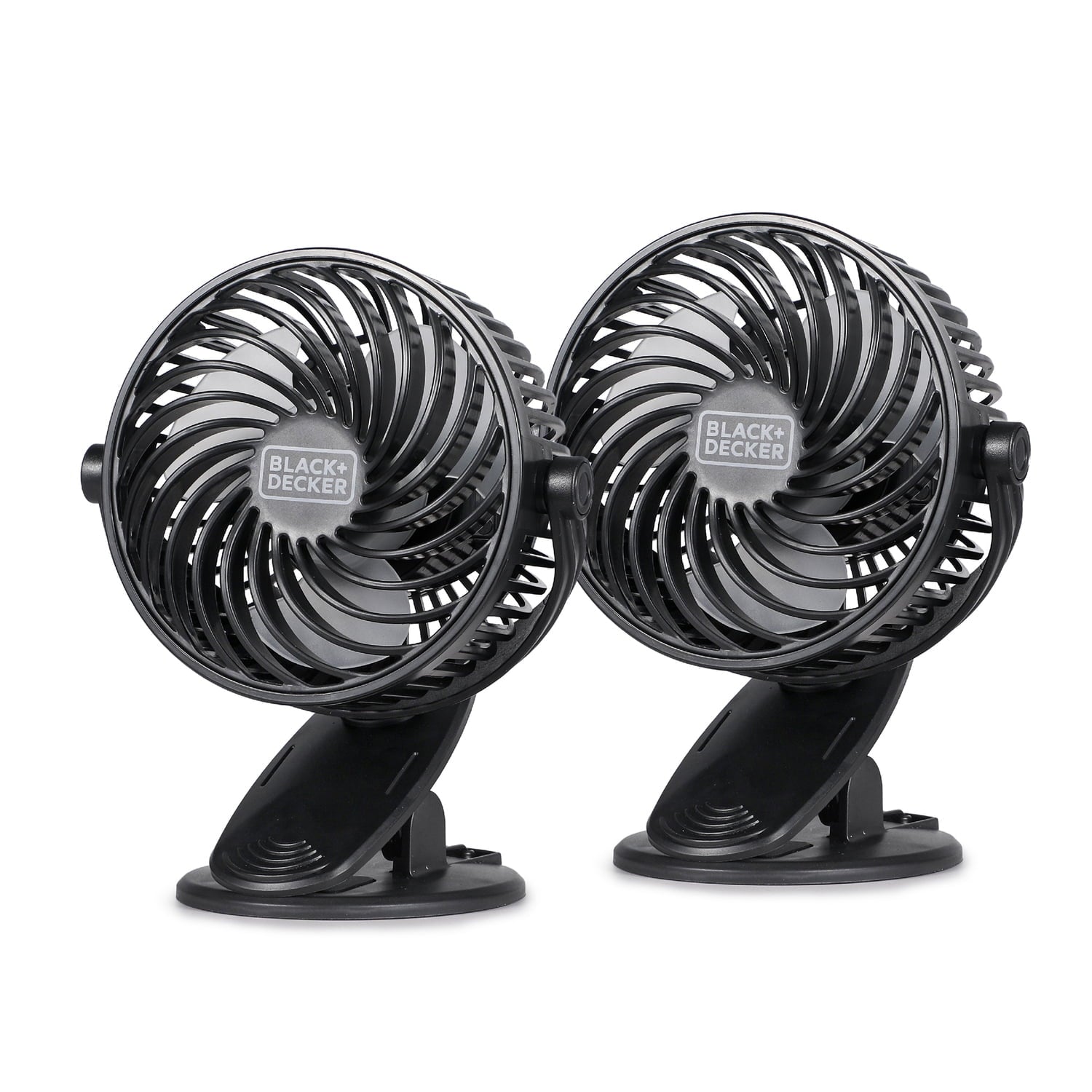 BLACK+DECKER BFDC42PK 4-In. 3-Speed Portable USB-Powered Convertible Clip Fan, Black, 2 Count