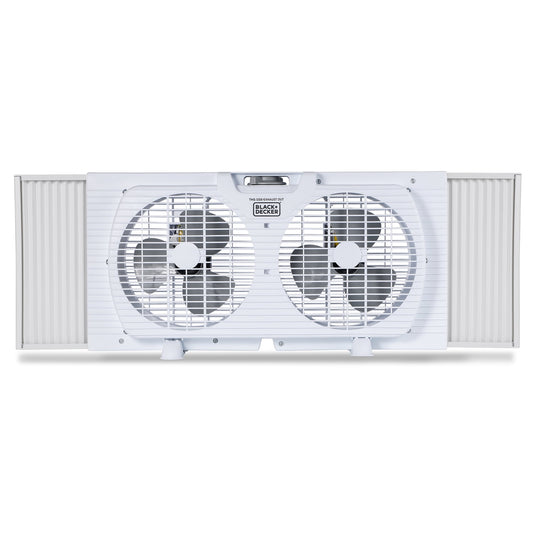 BLACK+DECKER BFW9M 9-In. 2-Speed Twin Window Fan with Adjustable Side Panels, White