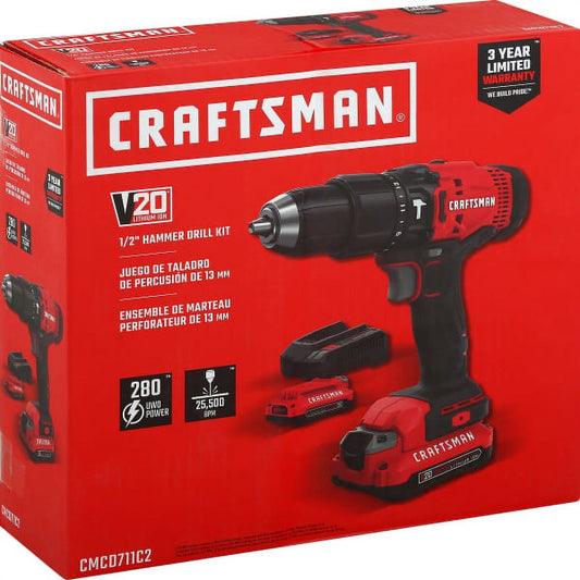 BLACK+DECKER Craftsman CMCD711 20V, "1500 rpm" Brushed Cordless Compact Hammer Drill/Driver 1/2