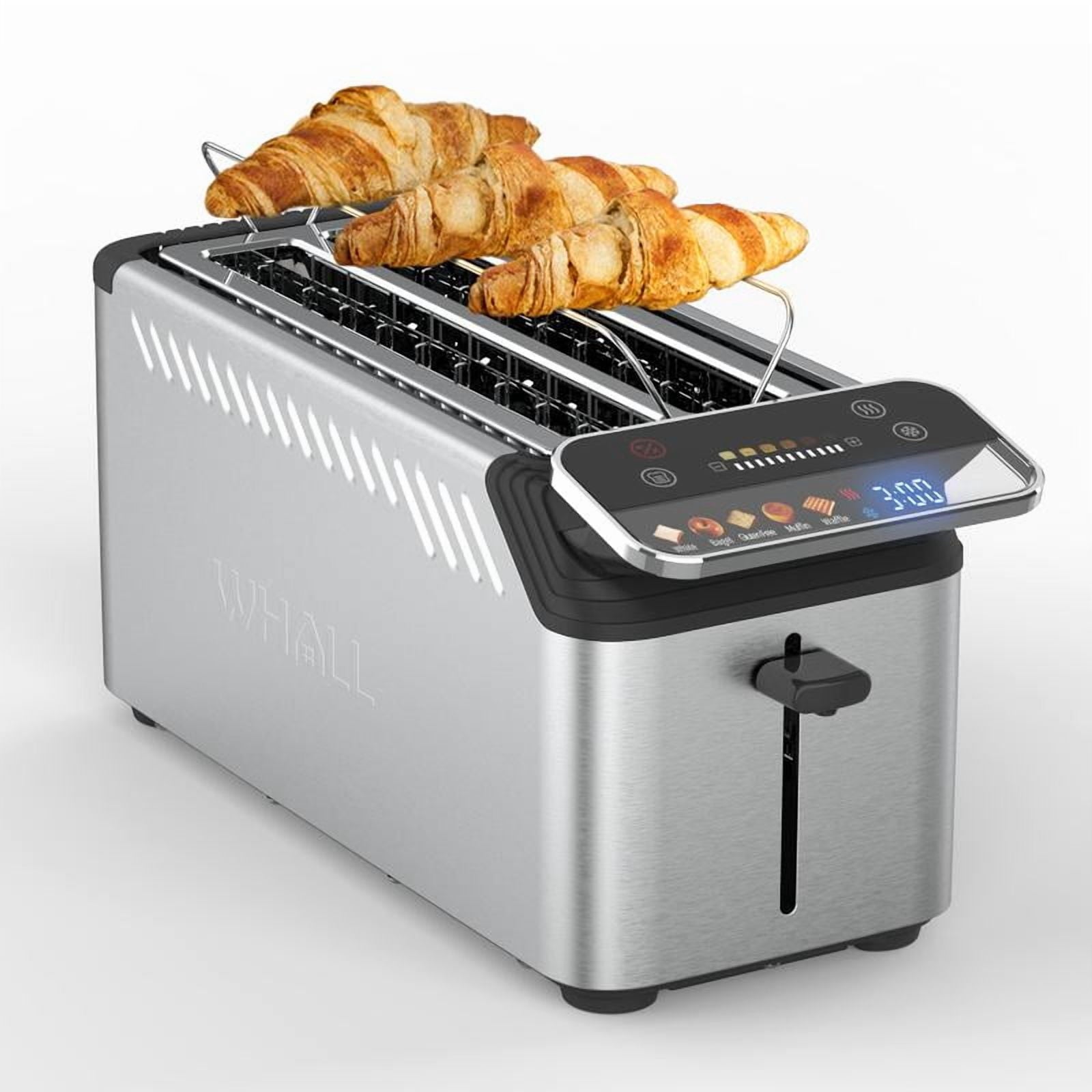 Back to School Stainless Steel Silver Smart Toaster, 2 & 4 Slice - Projection Touchscreen, 1.5" Extra-Wide Slots, Digital Timer, Reheat & Defrost, Warming Rack, Removable Crumb Tray Kitchen Appliance