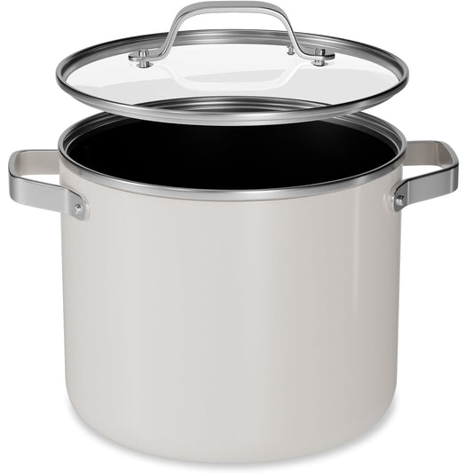 Bakken 16 Quart Ceramic Coated Stock Pot with Glass Lid, Nonstick, Oven Safe to 500Â°F, Stainless Steel Handles, All Stove Compatible, Blue