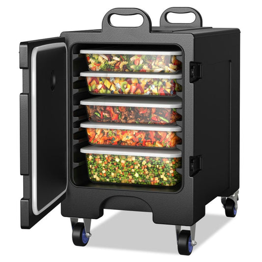 Barara King Food Burner, Countertop Food Warmer Burner,81 Quart Capacity End-loading Insulated Food Pan Carrier with Wheels
