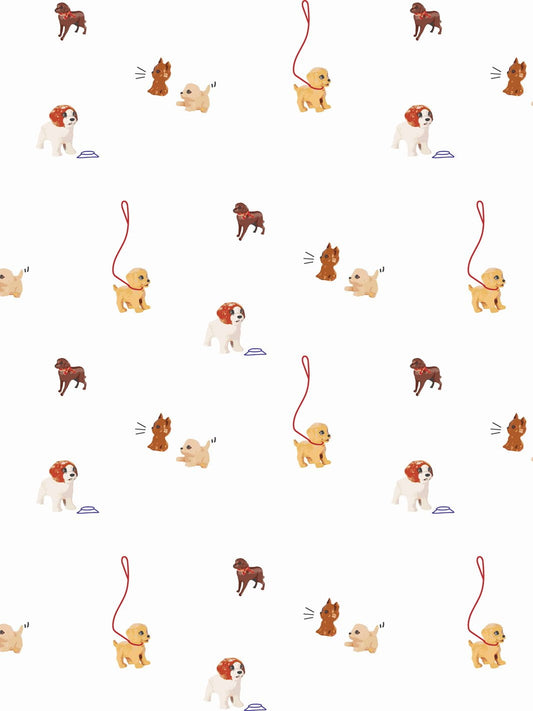 Barbie's Pups Removable Vinyl Wallpaper, White