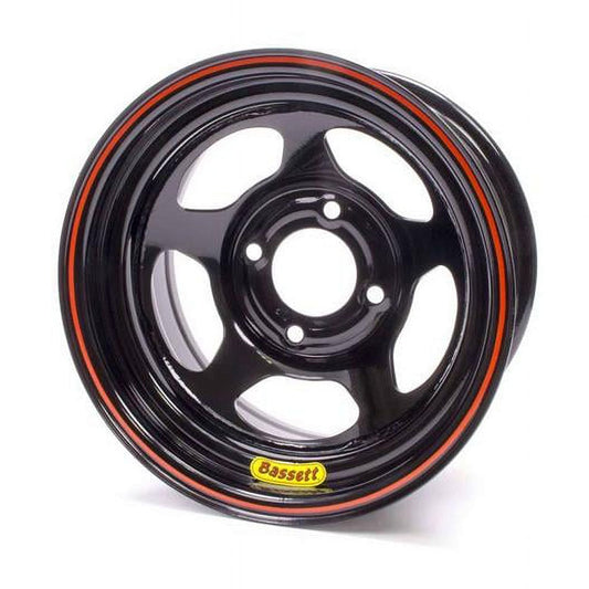 Bassett 37ST3 Mini-Stock Spun Wheel - 13 x 7 in. - 4 x 4.5 in. - Black - 3 in. Back Spacing Wheel