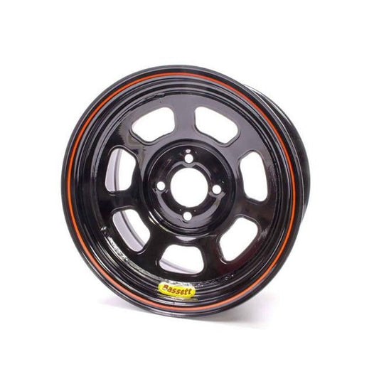 Bassett 47SH3 14 x 7 in. Lightweight D-Hole Wheel, 4 x 100 mm Bolt Circle, 3 in. Back Spacing - Black