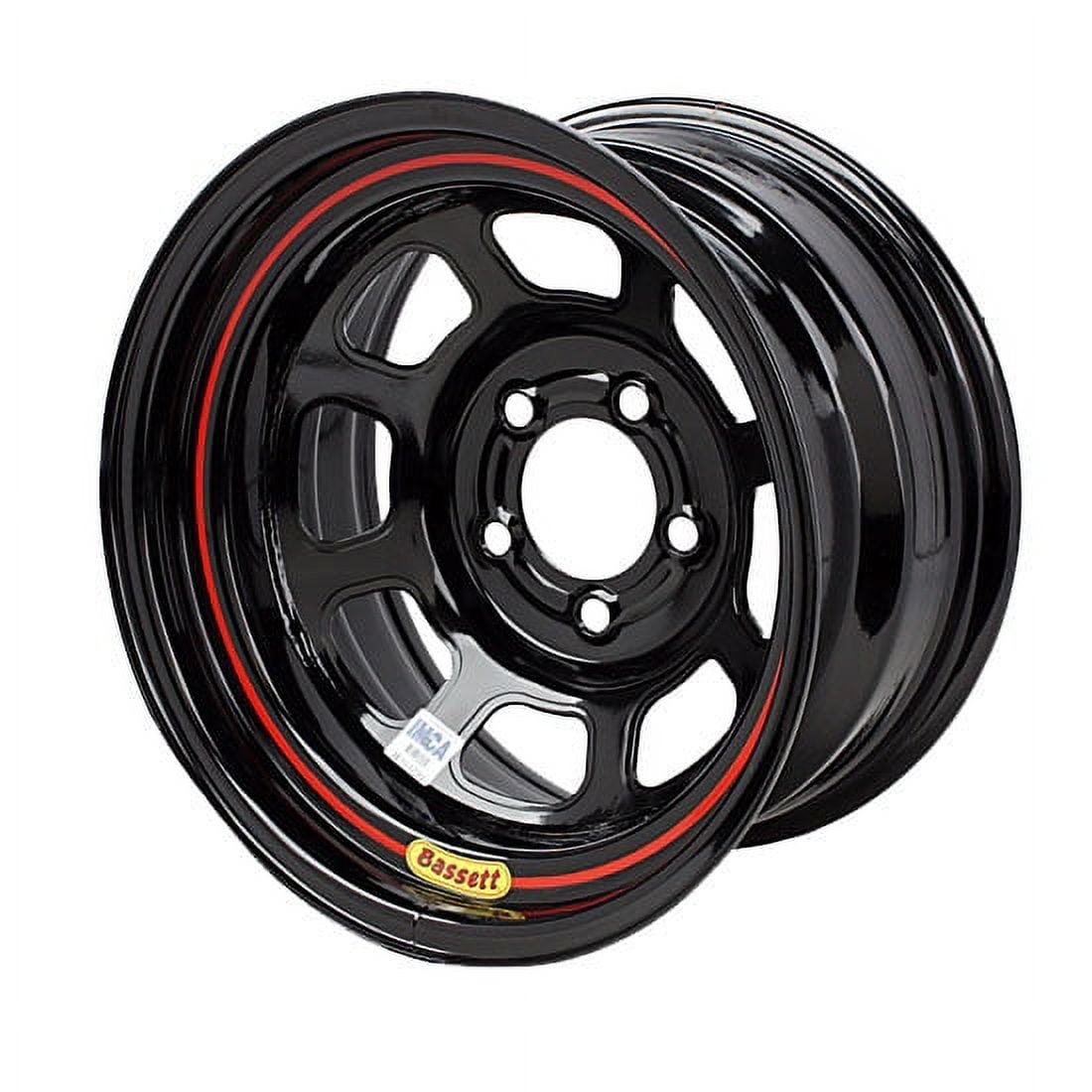 Bassett D58DF45 15X8 DOT D-Hole 5x4.5 4.5 In Bckspc Black Wheel