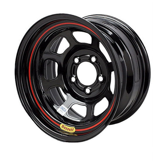Bassett D58DF45 15X8 DOT D-Hole 5x4.5 4.5 In Bckspc Black Wheel