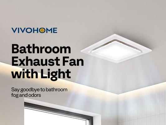 Bathroom Exhaust Fan with Light, 165CFM Shower Ventilation Exhaust Fan with 6500K LED Light Combo,Ceiling Mount w/ 4" Duct Hose 2.5 Sones Square Fan, Cool White Light