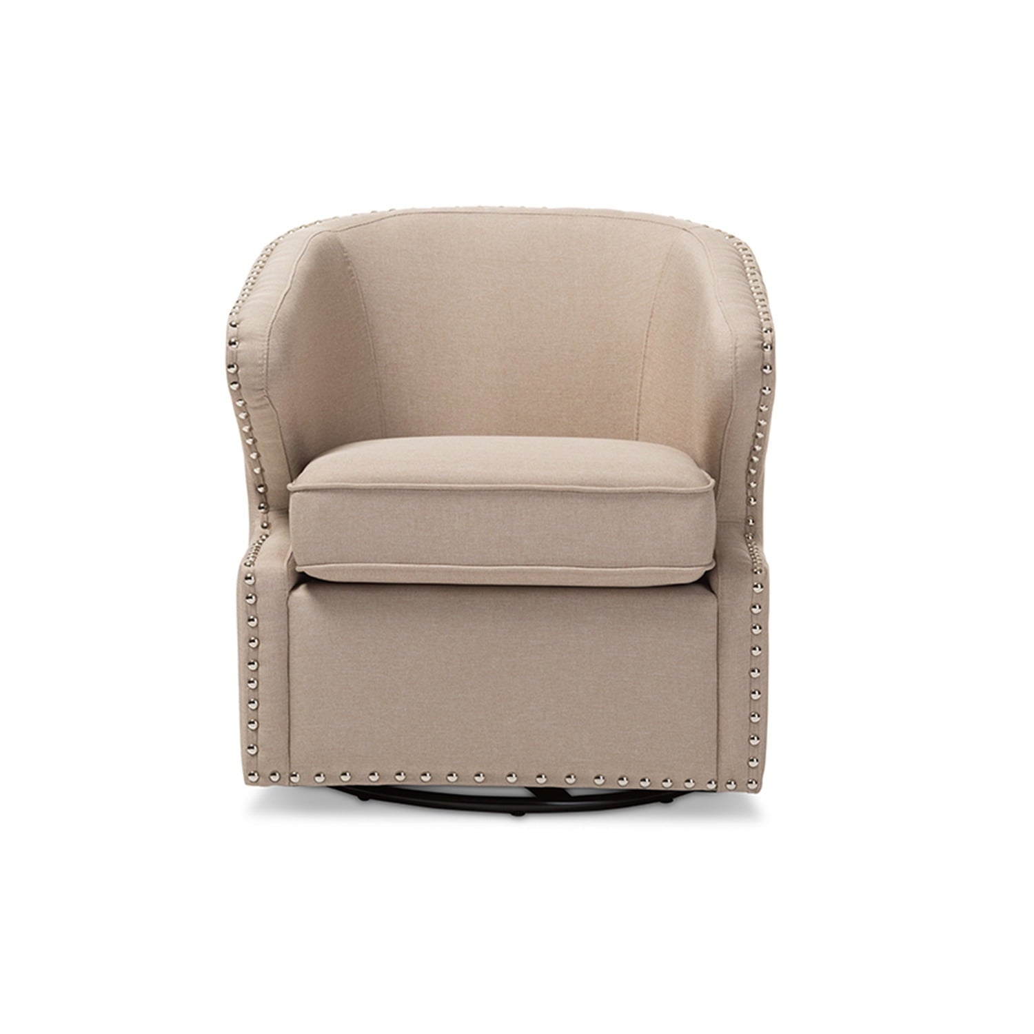 Baxton Studio Finley Mid-century Modern Beige Fabric Upholstered Swivel Armchair