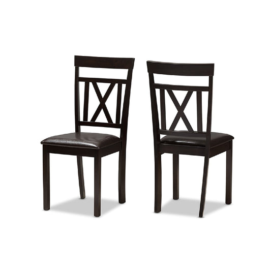 Baxton Studio Rosie Modern and Contemporary Dark Brown Faux Leather Upholstered Dining Chair (Set of 2)
