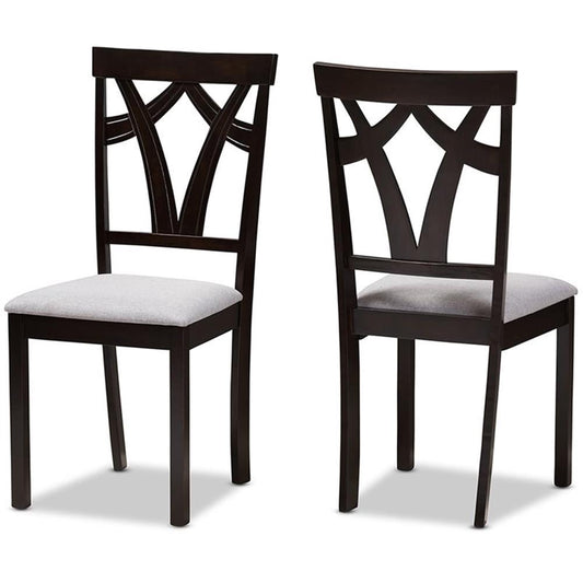 Baxton Studio Sylvia Dining Side Chair in Gray and Brown (Set of 2)