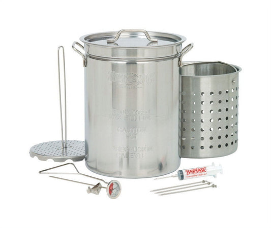 Bayou Classic 1118 Turkey Fryer Pot, 32 qt Capacity, 22 Gauge, Stainless Steel Polished