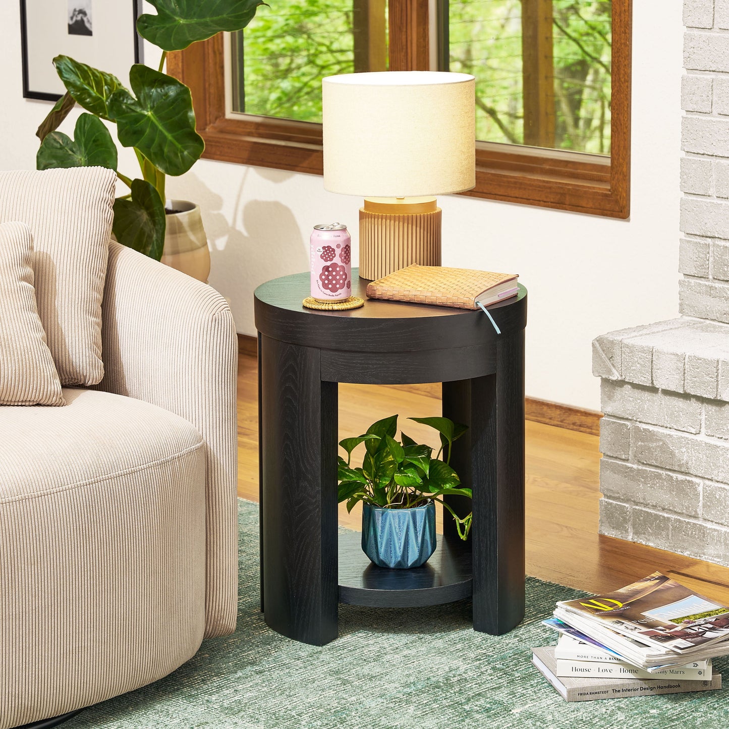 Beautiful Drew Side Table, Warm Honey finish