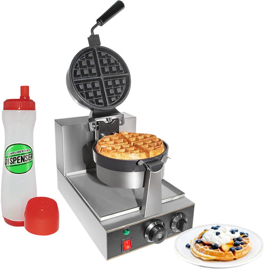 Belgian Waffle Maker Thick |  Flip Waffle Iron | Stainless Steel | Rotating Mechanism (budget version) | 110V