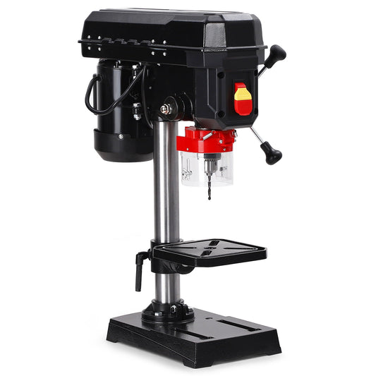 Benchtop Drill Press, PioneerWorks 2.5Amp Benchtop Drill Machine, 5 Speed Adjustable, 8 Inch Swing Distance 0-45° Tiltling Tabletop Drilling Machine for Wood, Metal