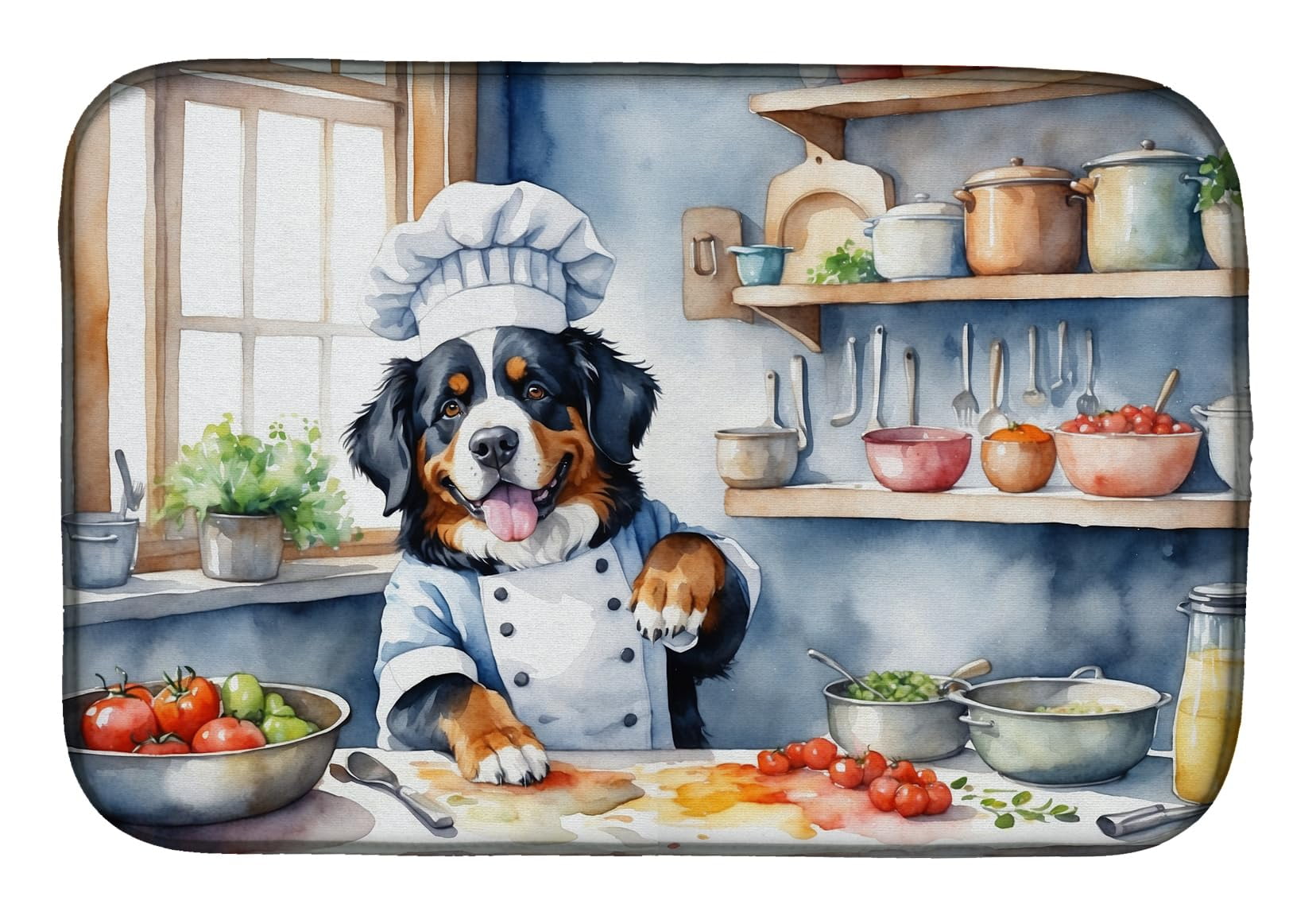 Bernese Mountain Dog The Chef Dish Drying Mat 14 in x 21 in