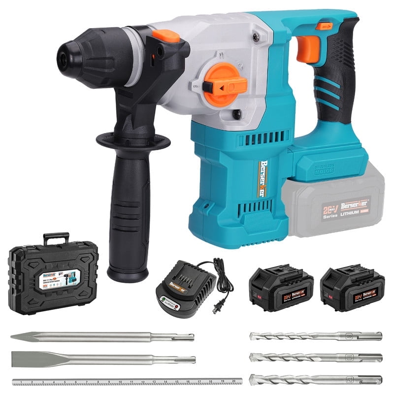 Berserker 20V Cordless 1-1/8" Rotary Hammer Drill SDS-Plus Brushless Motor included 2X4.0Ah Li-ion Battery with Dual Kickback Control,3.0A Fast Charger,4 Mode Variable Speed Rotomartillo for Concrete