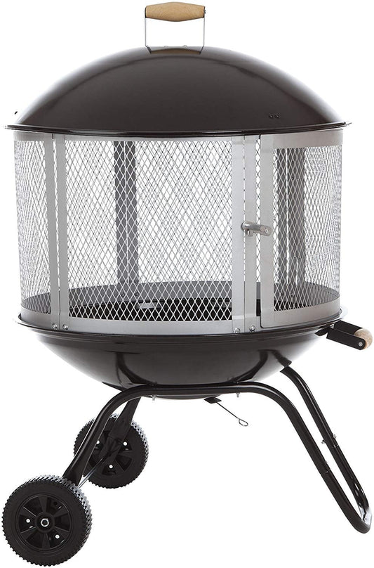Bessemer 01471 28" Patio Fireplace, Black and Silver