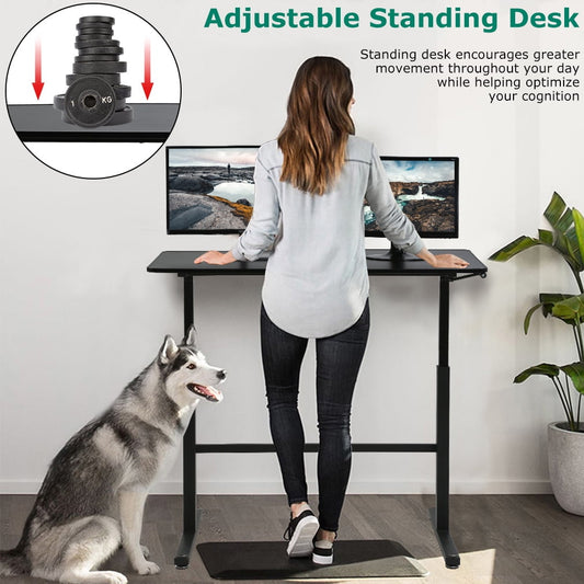 BestOffice Adjustable standing desk, 47-inch computer desk height converter, laptop sitting and standing desk dual monitors, Black