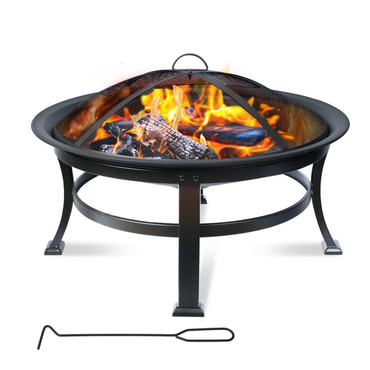 Bestier 30" Outdoor Wood Burning Fire Pit, Portable Fire Pits for Outside Patio, Durable Small Fire Pit for Backyard, Black