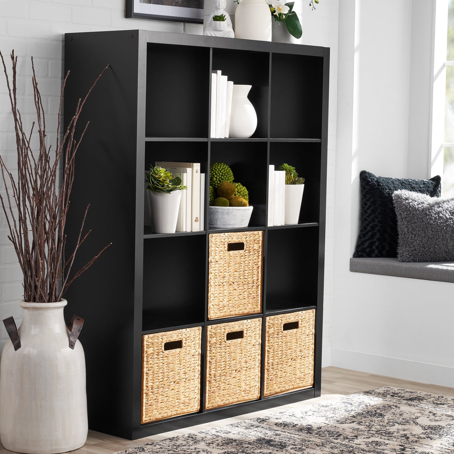 Better Homes & Gardens Organizador de Almacenamiento de 12 Cubos, Negro SÃ³lido