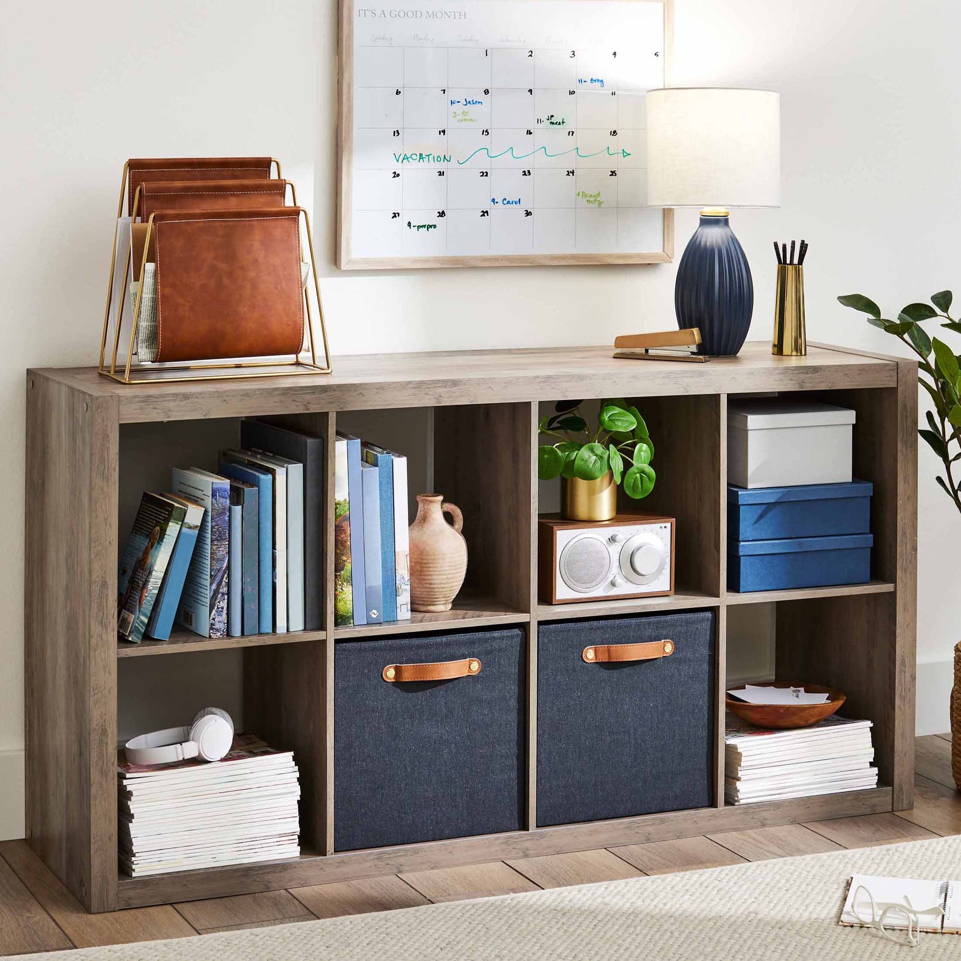 Better Homes & Gardens 8 Cube Storage Organizer, Tobacco Oak